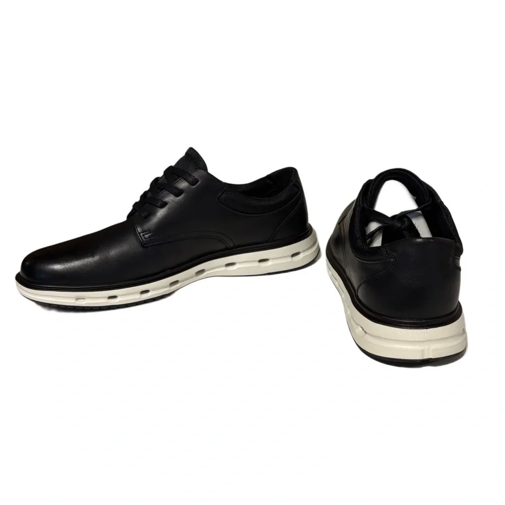 Lands' End Men's Black Leather Derbys with White Sole